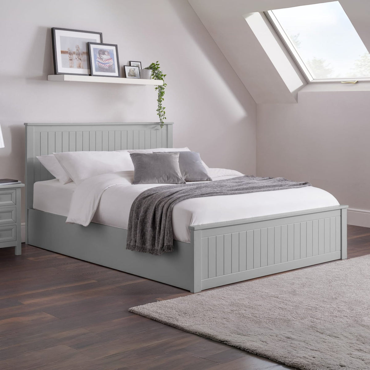 Wooden King Size Ottoman Storage Bed - Maine