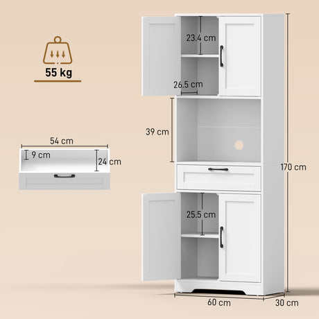 Wooden Kitchen Cabinet 60cm Wide With 4 Doors 1 Drawer And LED Lights - Velmora