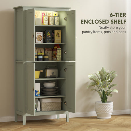 Wooden Kitchen Cabinet 80cm Wide With 4 Doors And LED Lights - Velmora