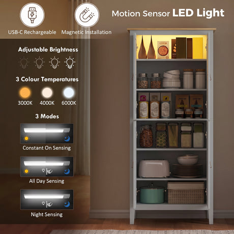 Wooden Kitchen Cabinet 80cm Wide With 4 Doors And LED Lights - Velmora