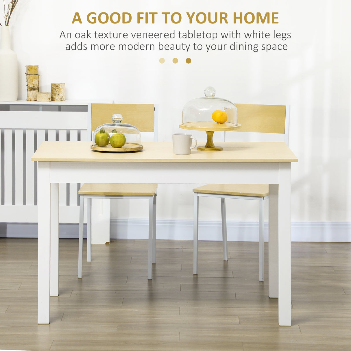 Wooden Kitchen Dining Table 119cm Rectangular for 4 to 6 People - Velmora