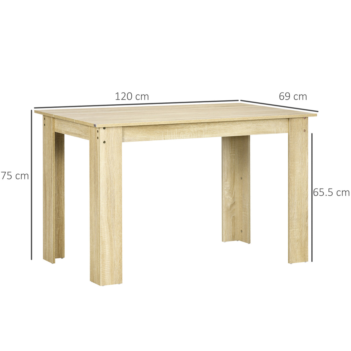 Wooden Kitchen Dining Table Rectangular for 4 to 6 People - Velmora