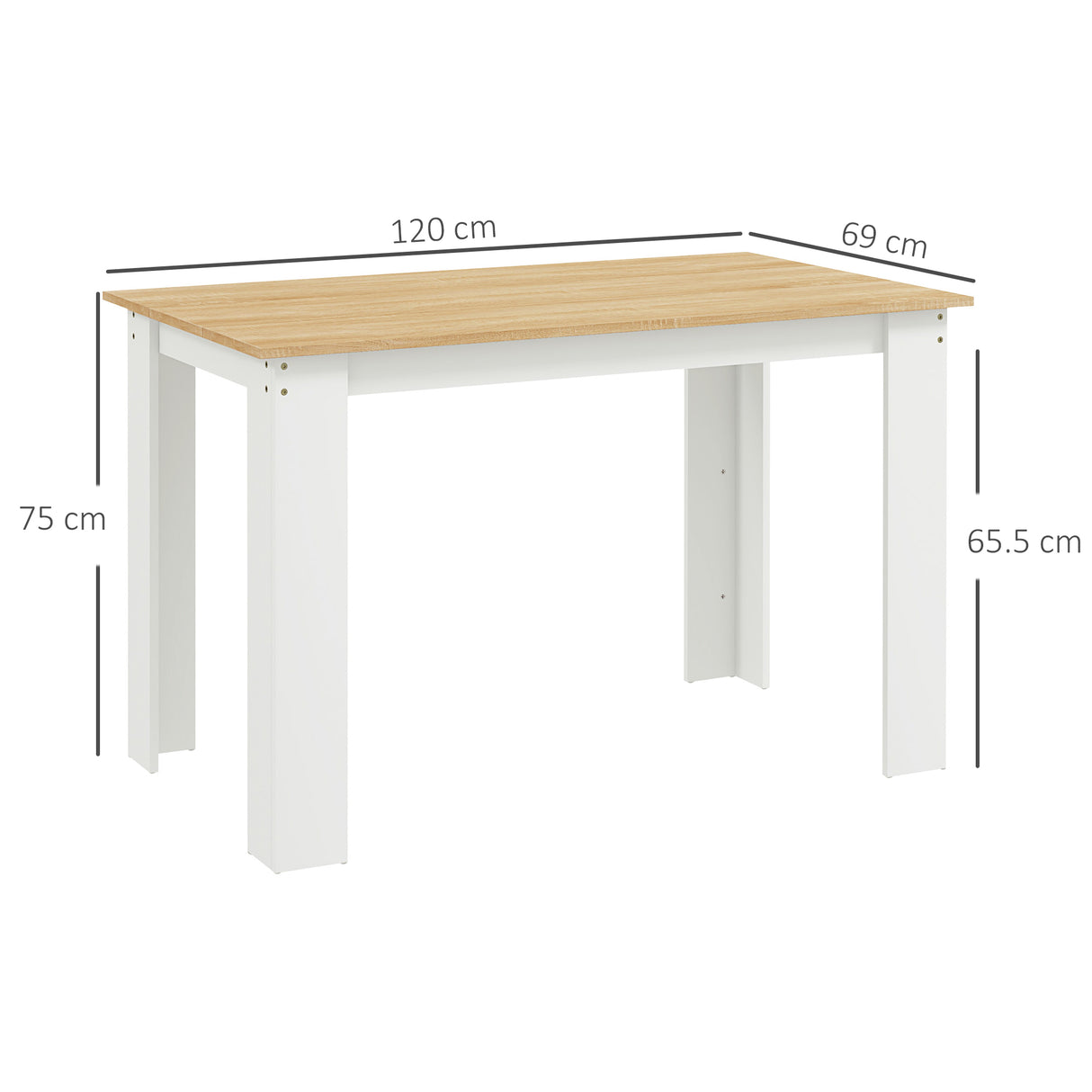 Wooden Kitchen Dining Table Rectangular for 4 to 6 People - Velmora