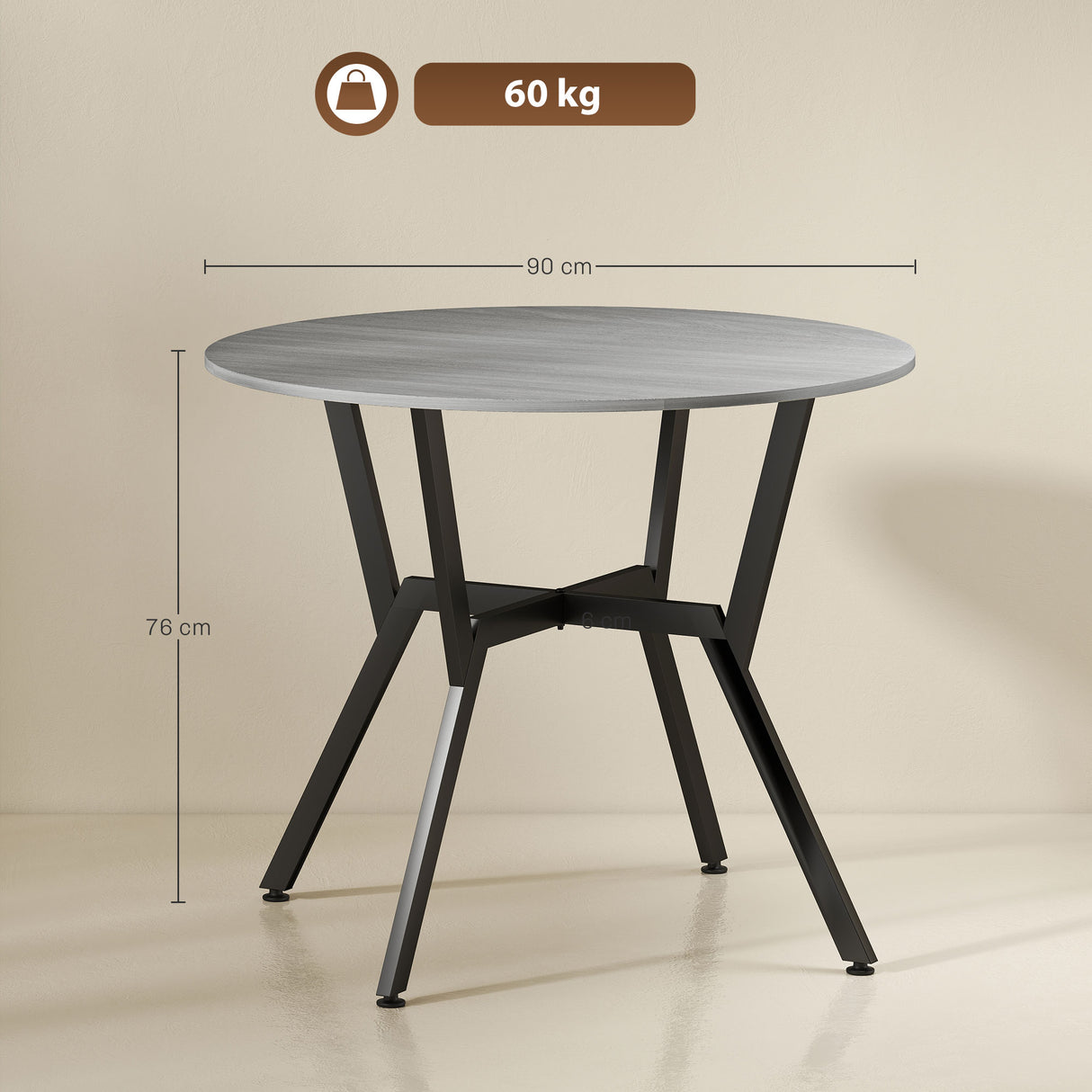 Wooden Kitchen Dining Table Round for 4 People - Velmora