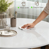 Wooden Kitchen Dining Table Round for 4 People - Velmora