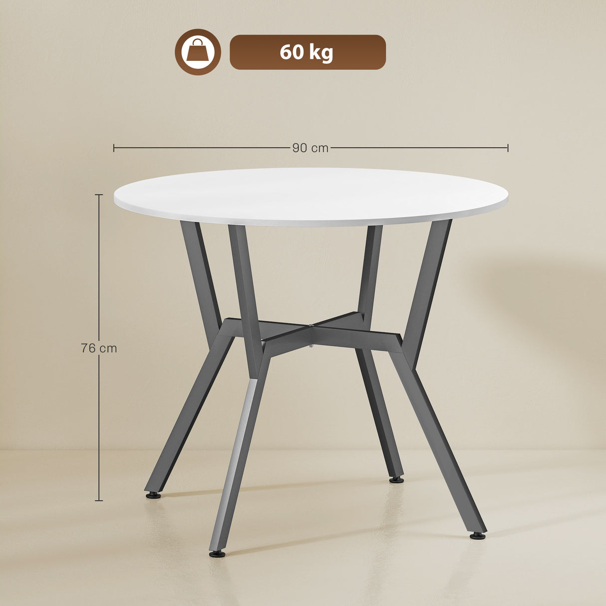 Wooden Kitchen Dining Table Round for 4 People - Velmora