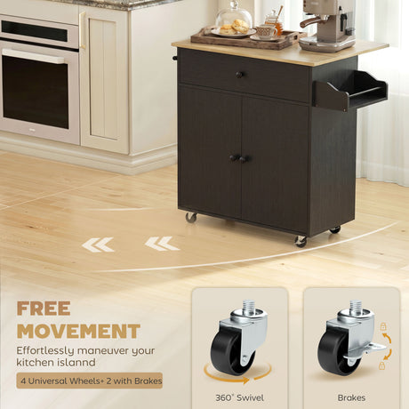 Wooden Kitchen Island 106cm With 2 Doors And 1 Drawer - Velmora