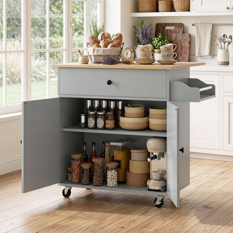 Wooden Kitchen Island 106cm With 2 Doors And 1 Drawer - Velmora