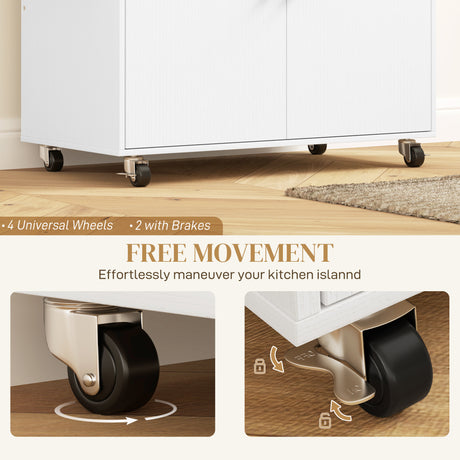Wooden Kitchen Island 106cm With 2 Doors And 1 Drawer - Velmora