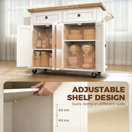 Wooden Kitchen Island 111cm With 4 Doors And 2 Drawers - Velmora