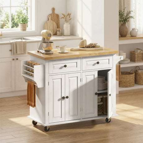 Wooden Kitchen Island 111cm With 4 Doors And 2 Drawers - Velmora