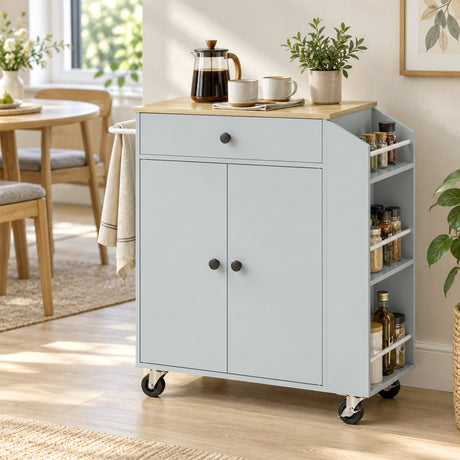 Wooden Kitchen Island 82cm With 2 Doors And 1 Drawer - Velmora