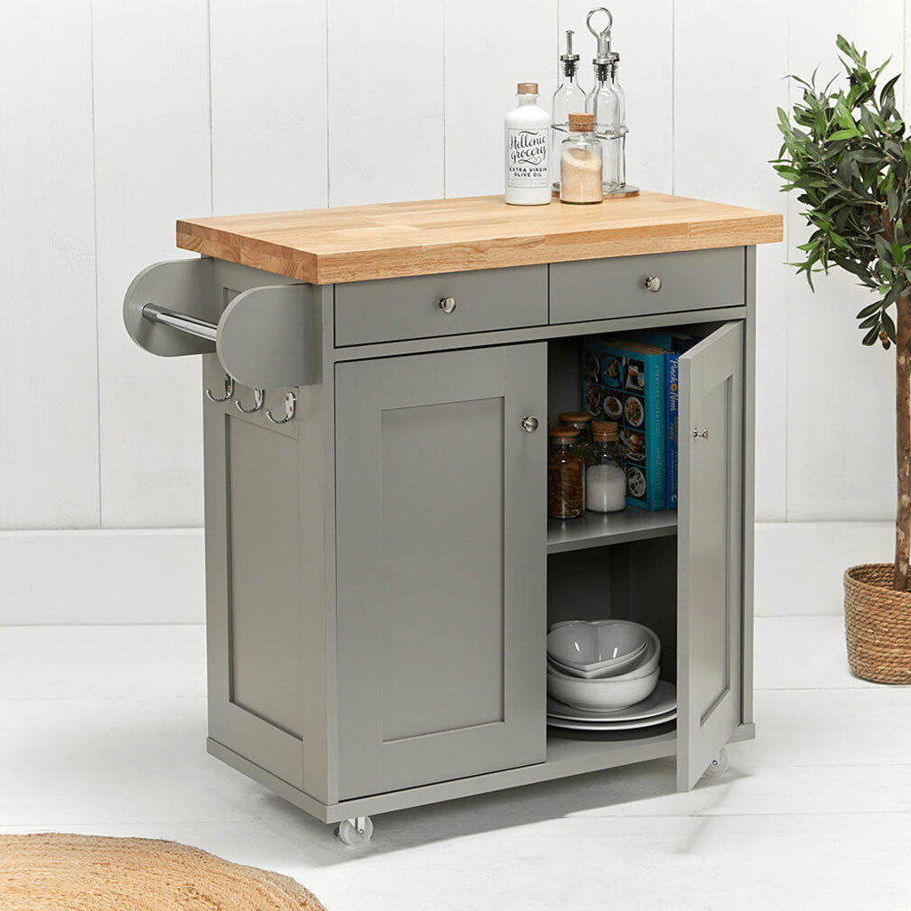 Wooden Kitchen Island With 2 Doors And 2 Drawers - Portland
