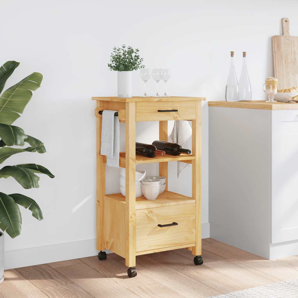 Wooden Kitchen Trolley 48cm Wide With 2 Drawers - Monza