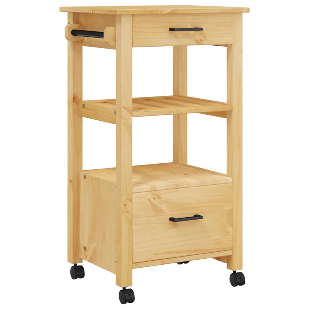 Wooden Kitchen Trolley 48cm Wide With 2 Drawers - Monza