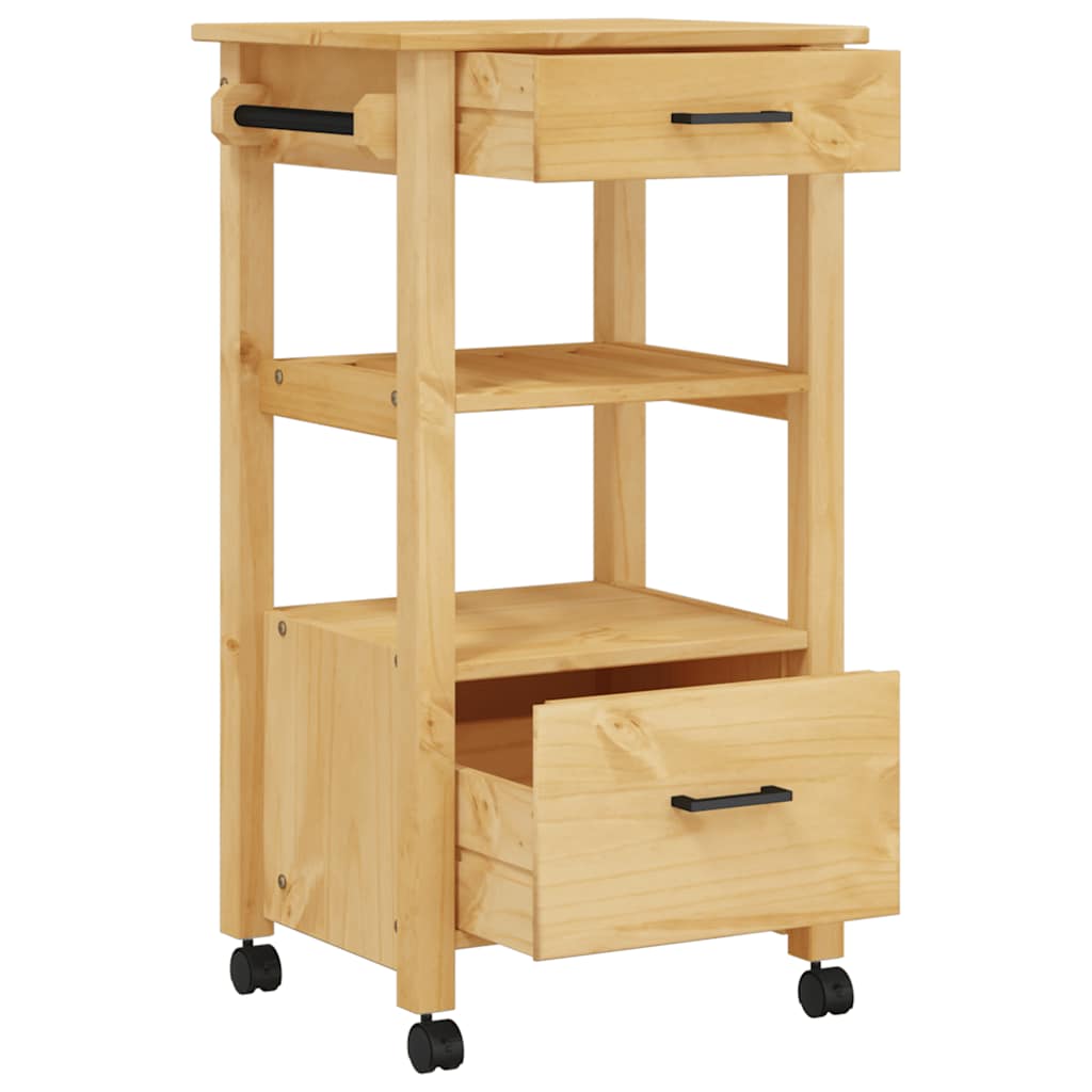 Wooden Kitchen Trolley 48cm Wide With 2 Drawers - Monza