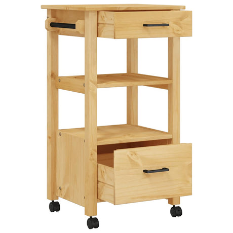 Wooden Kitchen Trolley 48cm Wide With 2 Drawers - Monza