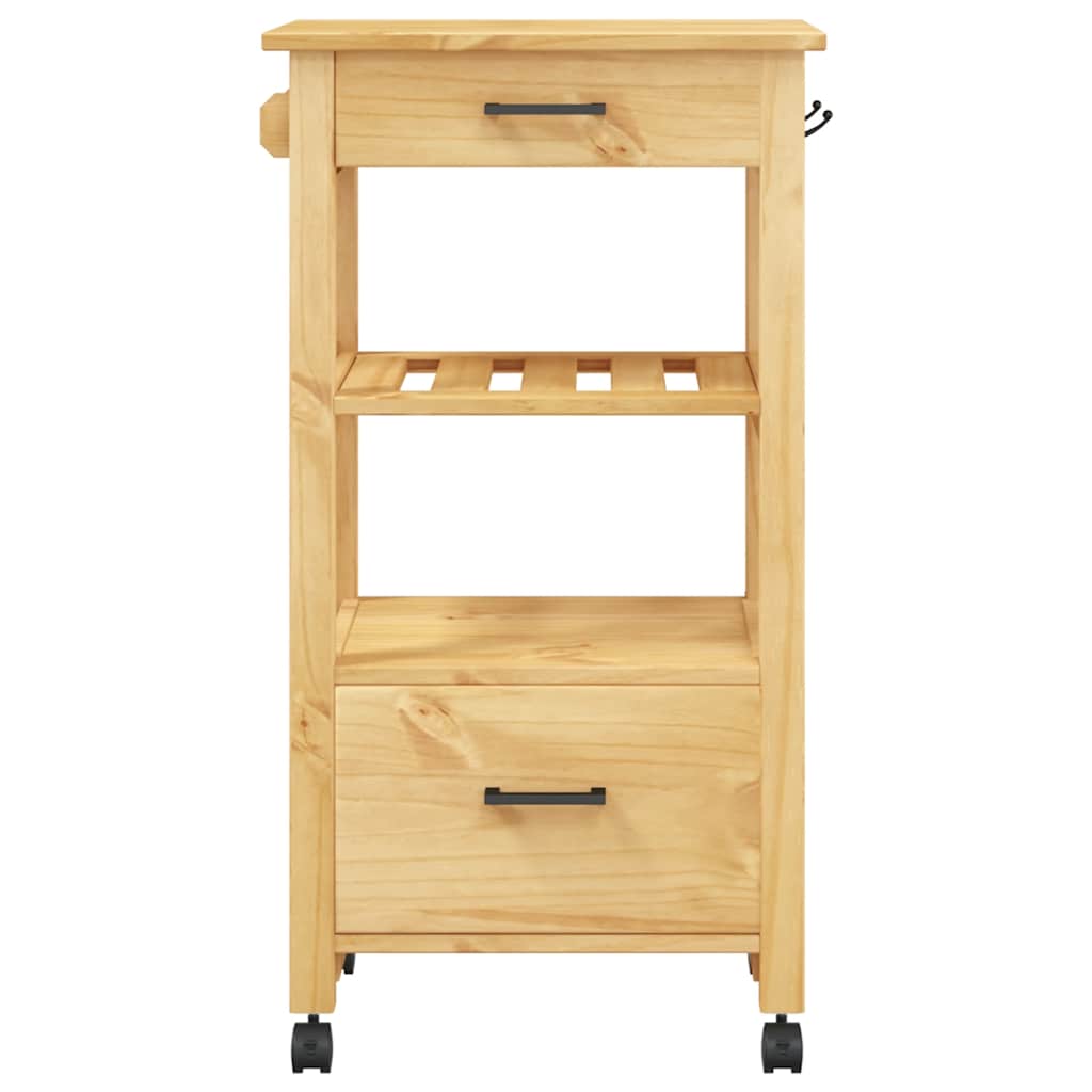 Wooden Kitchen Trolley 48cm Wide With 2 Drawers - Monza