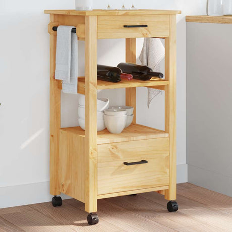 Wooden Kitchen Trolley 48cm Wide With 2 Drawers - Monza
