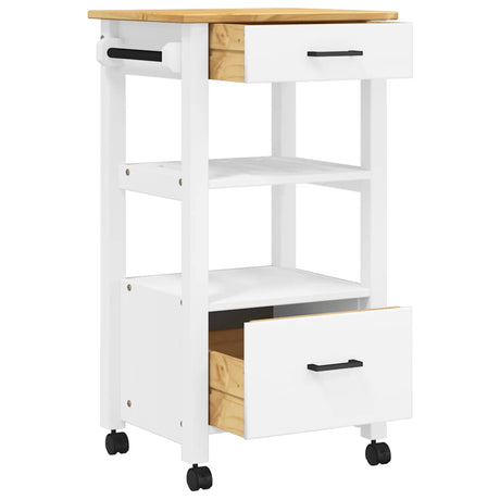 Wooden Kitchen Trolley 48cm Wide With 2 Drawers - Monza