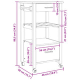 Wooden Kitchen Trolley 48cm Wide With 2 Drawers - Monza
