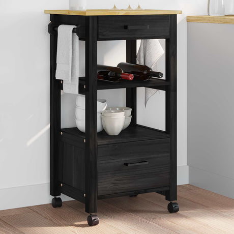 Wooden Kitchen Trolley 48cm Wide With 2 Drawers - Monza