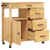 Wooden Kitchen Trolley 84cm Wide With 1 Door And 4 Drawers - Monza