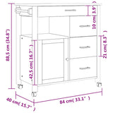 Wooden Kitchen Trolley 84cm Wide With 1 Door And 4 Drawers - Monza