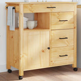 Wooden Kitchen Trolley 84cm Wide With 1 Door And 4 Drawers - Monza