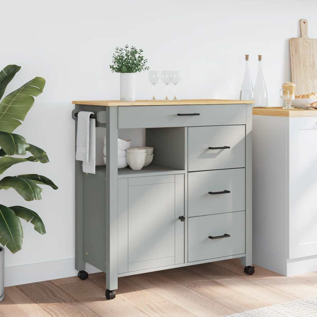 Wooden Kitchen Trolley 84cm Wide With 1 Door And 4 Drawers - Monza