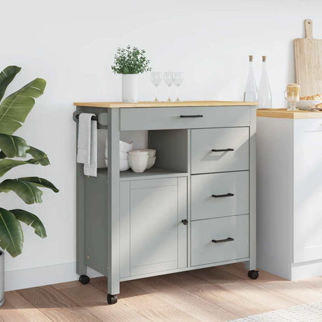 Wooden Kitchen Trolley 84cm Wide With 1 Door And 4 Drawers - Monza
