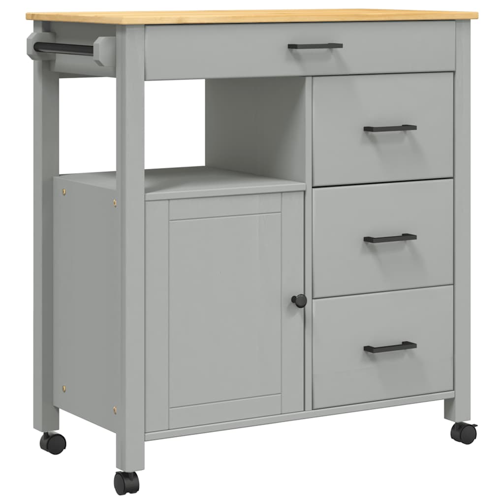 Wooden Kitchen Trolley 84cm Wide With 1 Door And 4 Drawers - Monza