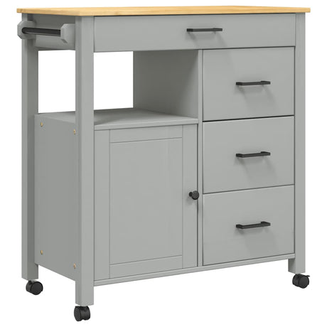 Wooden Kitchen Trolley 84cm Wide With 1 Door And 4 Drawers - Monza