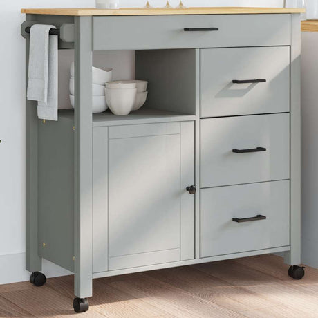 Wooden Kitchen Trolley 84cm Wide With 1 Door And 4 Drawers - Monza
