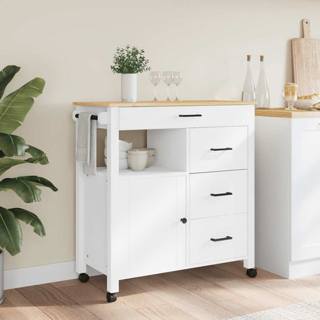 Wooden Kitchen Trolley 84cm Wide With 1 Door And 4 Drawers - Monza