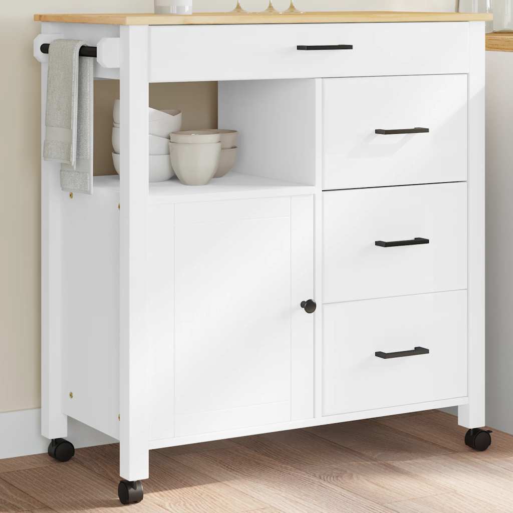 Wooden Kitchen Trolley 84cm Wide With 1 Door And 4 Drawers - Monza