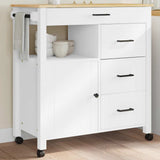 Wooden Kitchen Trolley 84cm Wide With 1 Door And 4 Drawers - Monza