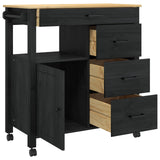 Wooden Kitchen Trolley 84cm Wide With 1 Door And 4 Drawers - Monza