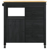 Wooden Kitchen Trolley 84cm Wide With 1 Door And 4 Drawers - Monza