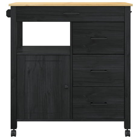 Wooden Kitchen Trolley 84cm Wide With 1 Door And 4 Drawers - Monza