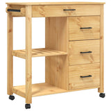 Wooden Kitchen Trolley 84cm Wide With 4 Drawers - Monza