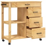 Wooden Kitchen Trolley 84cm Wide With 4 Drawers - Monza