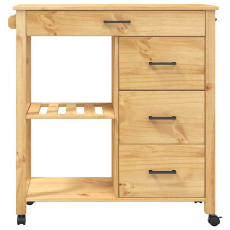 Wooden Kitchen Trolley 84cm Wide With 4 Drawers - Monza
