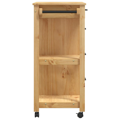 Wooden Kitchen Trolley 84cm Wide With 4 Drawers - Monza