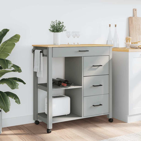 Wooden Kitchen Trolley 84cm Wide With 4 Drawers - Monza