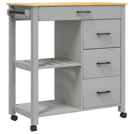 Wooden Kitchen Trolley 84cm Wide With 4 Drawers - Monza