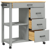 Wooden Kitchen Trolley 84cm Wide With 4 Drawers - Monza