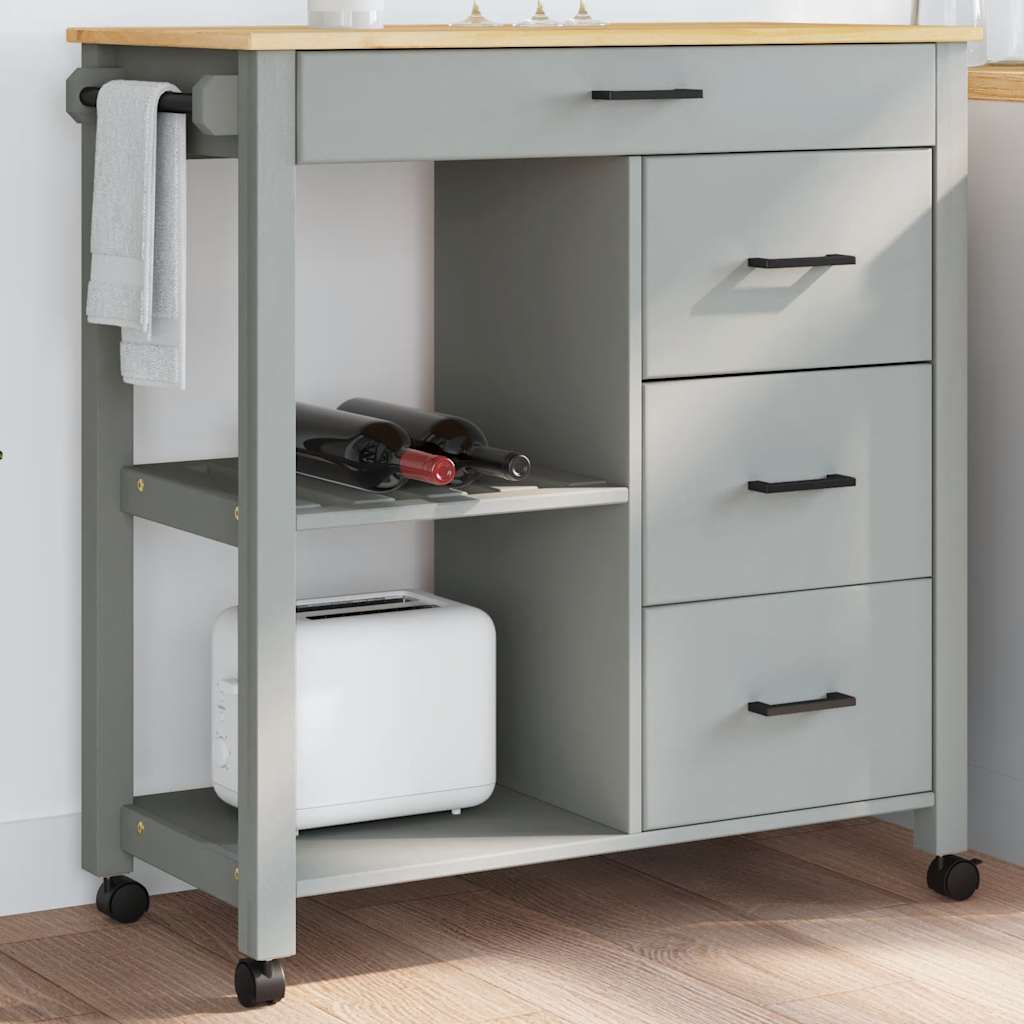 Wooden Kitchen Trolley 84cm Wide With 4 Drawers - Monza