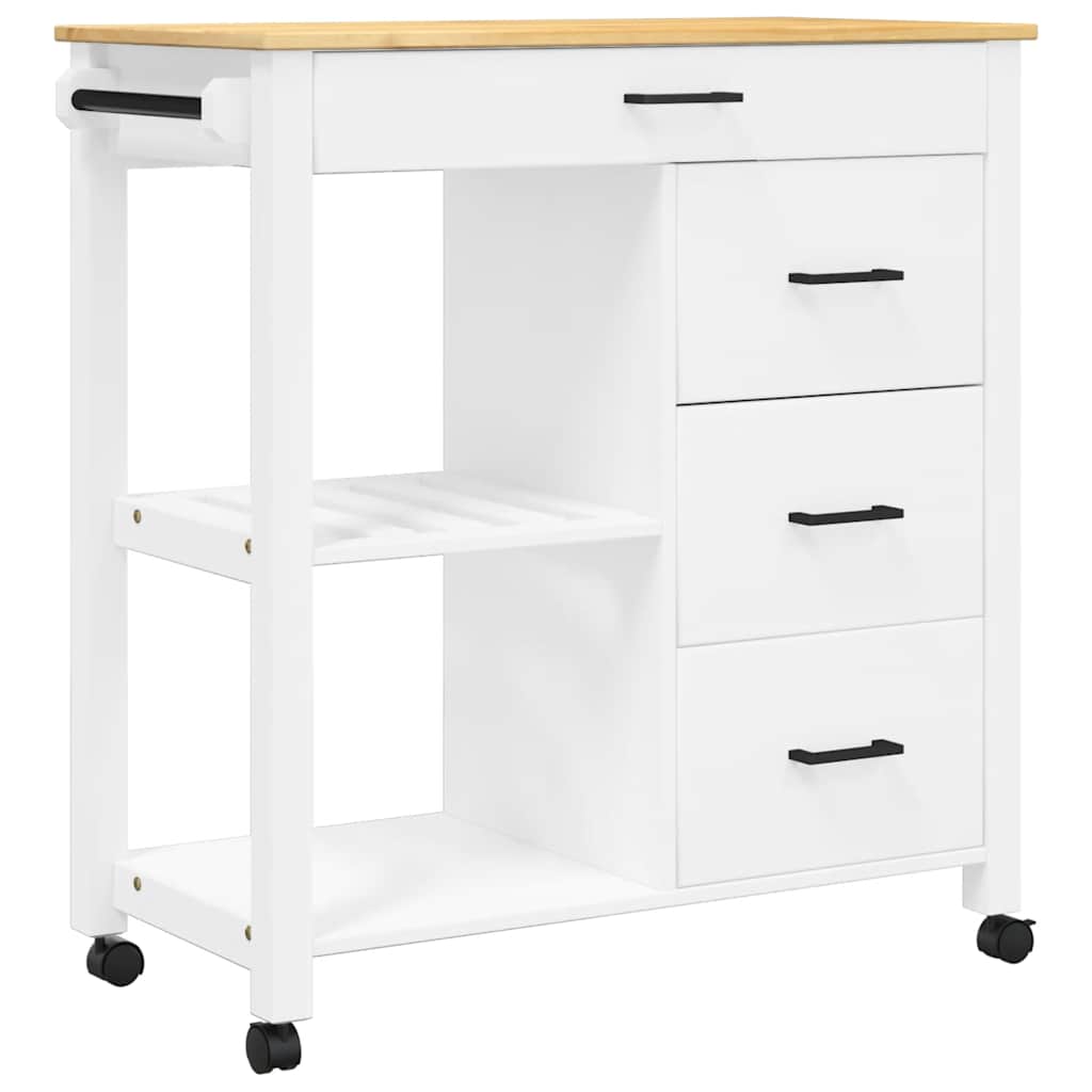 Wooden Kitchen Trolley 84cm Wide With 4 Drawers - Monza
