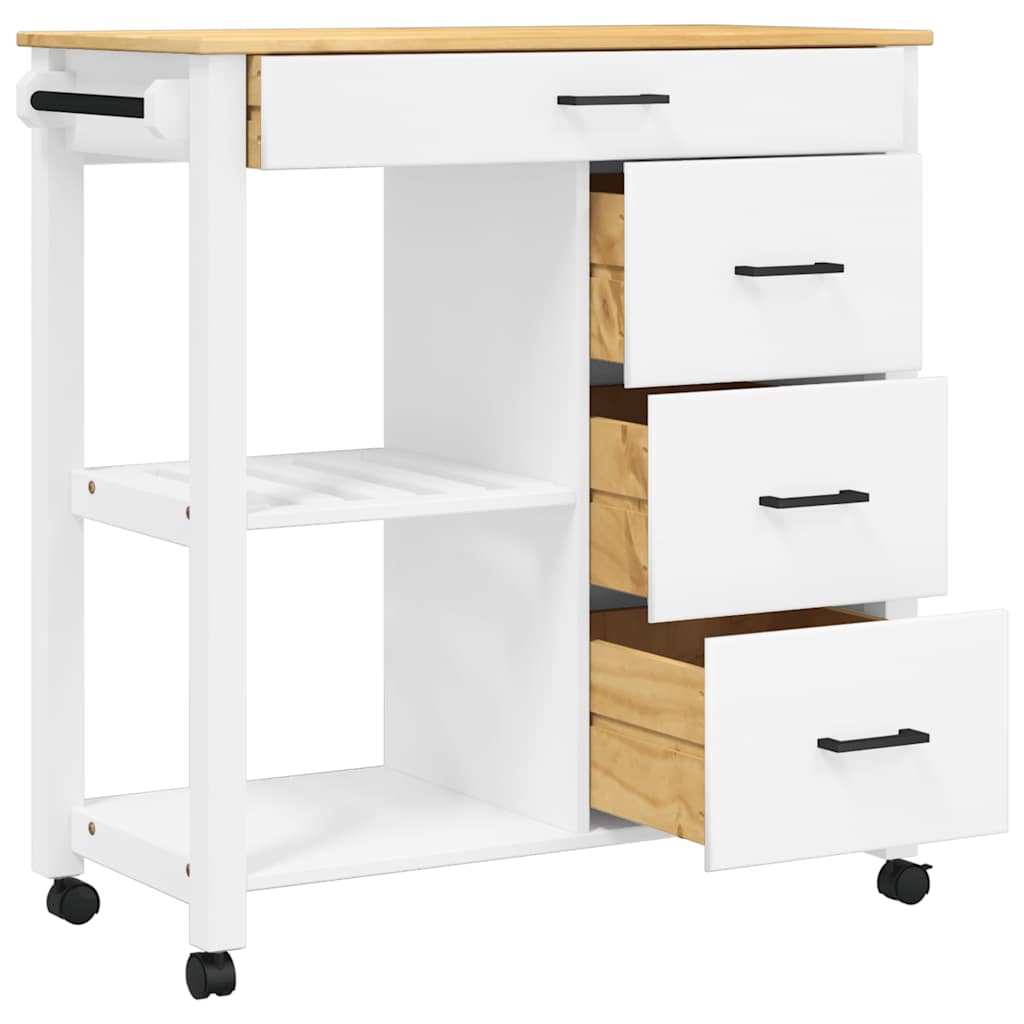 Wooden Kitchen Trolley 84cm Wide With 4 Drawers - Monza